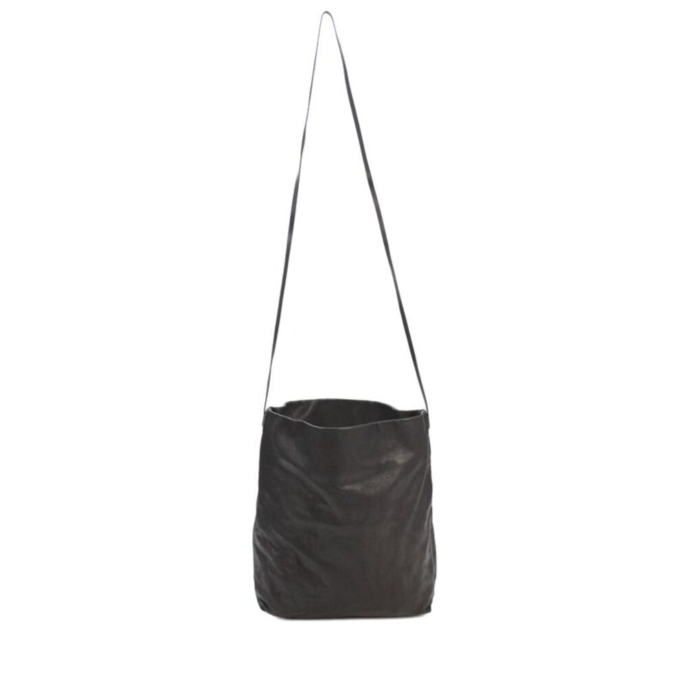 Rick Owens Womens Leather Open Medium Shoulder Bag Handbag Solid Black